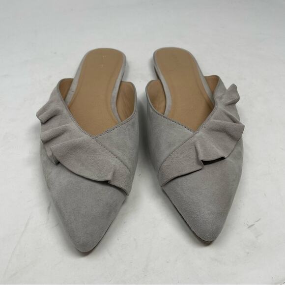 Joes Taupe Suede Ruffle Pointed toe Mule Flats 11 - Picture 1 of 14